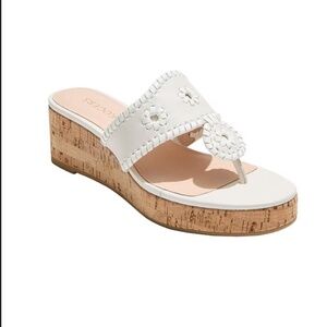 Jack Rogers Jacks  White Platform Cork thong Wedge Sandals, size 9 NEW